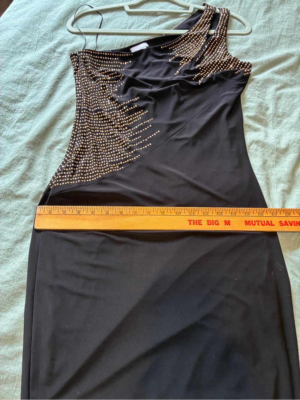 NWT Cache Size 6 One Shoulder Black and Gold Dress - Picture 11 of 12